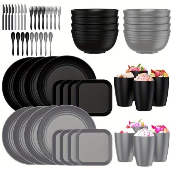 64pcs Unbreakable PP Dinnerware Set