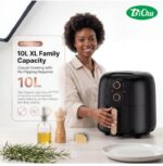 BiChu 10L Family Air Fryer, 1500W Oil-Less Electric Fryer with Timer & Temperature Control, Non-Stick Basket, 220V UK Plug, Easy Clean Healthy Cooker for Home Kitchen - Image 2